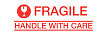 White with Red 'FRAGILE HANDLE WITH CARE' printing