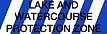 Blue/White Stripe with Black 'LAKE AND WATERCOURSE PROTECTION ZONE' printing