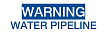 White with “WARNING WATER PIPELINE” printing