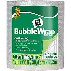 Duck Max Strength Large Bubble Cushioning Wrap, 12 in x 100 ft