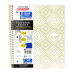 Five Star 1-Subject Spiral Notebook [College Ruled]