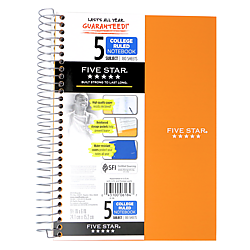 Five Star Small 5-Subject Spiral Notebook [College Ruled]
