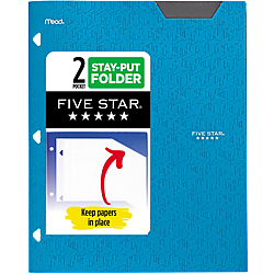 Five Star Stay-Put 2-Pocket Plastic Folder [Water-Resistant]