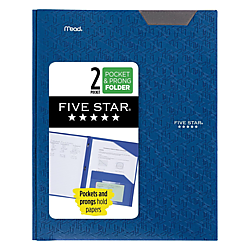 Five Star Stay-Put Pocket & Prong Plastic Folder [Water-Resistant]