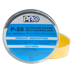 Pro Tapes All-Weather Colored Electrical Tape [Canister-Packed] (P-28)