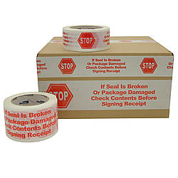 72mm x 100m Printed Packing Stop Sign Tape Box Carton Sealing 2 Mil 24 Rolls 