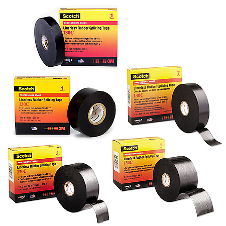 3M Scotch 130C Linerless Rubber Splicing Electrical Tape 3/4 in x 33 ft x .30 