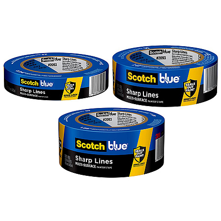 3M Blue 2093 1.41 in x 60 yd Scotch Painters Tape Value Pack-3 Lot of 2 
