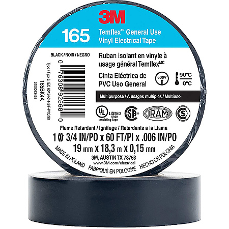 3M Temflex Solvent-Free Vinyl Electrical Tape (165)