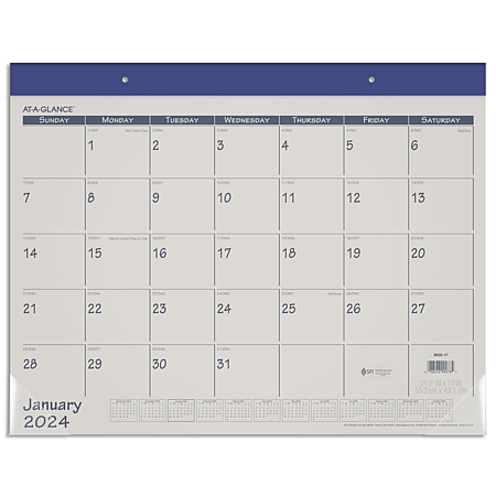At-A-Glance 2024 Fashion Color Monthly Desk Pad Calendar