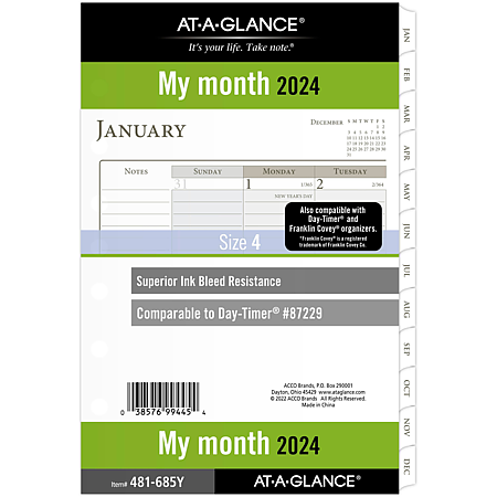 At-A-Glance My Month 2024 Planner Refills [Dated]