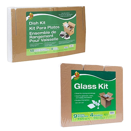 Duck Brand Dish & Glass Kits Corrugated Dividers & Foam Pouches [Outer Box Not Included]