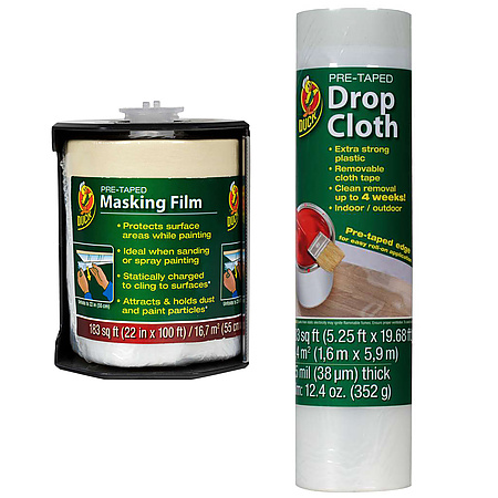 Duck Brand Pre-Taped Drop Cloth [Plastic Sheeting / Removable Cloth Tape]