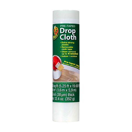 Duck Brand Pre-Taped Drop Cloth [Plastic Sheeting / Removable Cloth Tape]