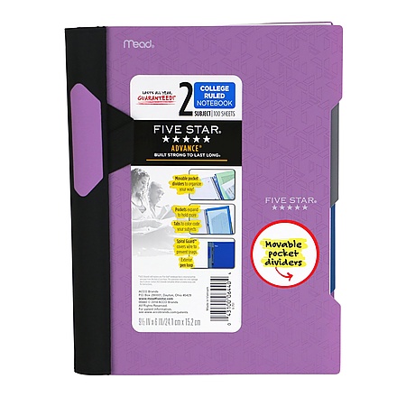Five Star Advance Small 2-Subject Spiral Guard Notebook [College Ruled]