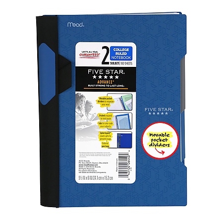 Five Star Advance Small 2-Subject Spiral Guard Notebook [College Ruled]
