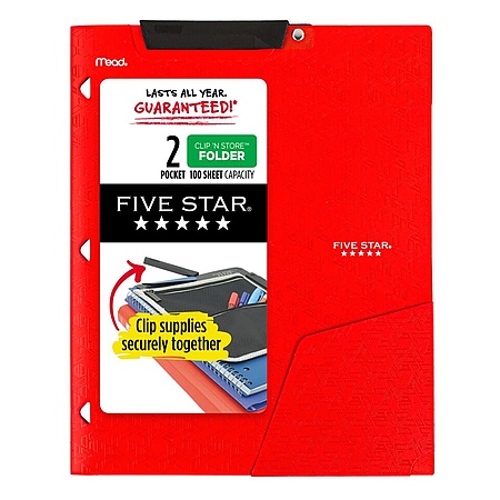 Five Star Clip 'N Store 2-Pocket Folder