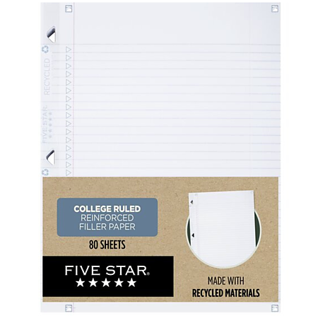 Five Star Recycled Reinforced Filler Paper [College Ruled]