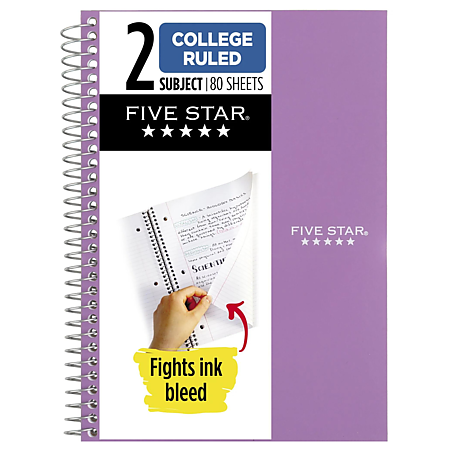 Five Star Small 2-Subject Spiral Notebook [College Ruled]