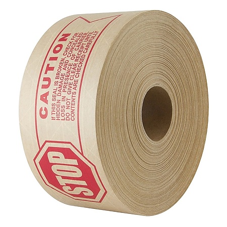 Intertape 233 STOP-CAUTION Printed Reinforced Water-Activated Tape