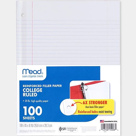 Mead Loose Leaf Paper, 3-Hole Punched