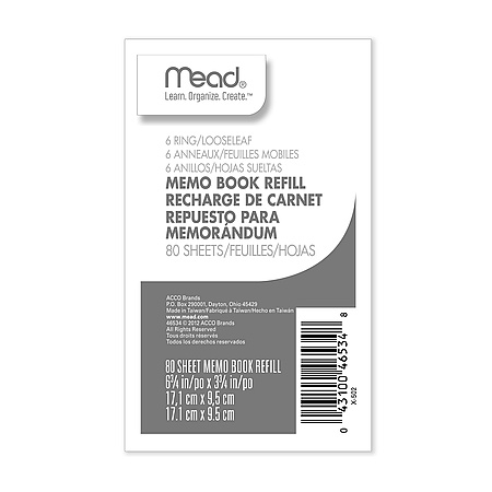 Mead 46534 Memo Book Loose-Leaf Refill Pages