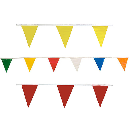 Alternating Red and White Strand // 2 Alternating Colors Presco Standard Pennant Flags: 9 in Pennant // 60 ft x 12 in