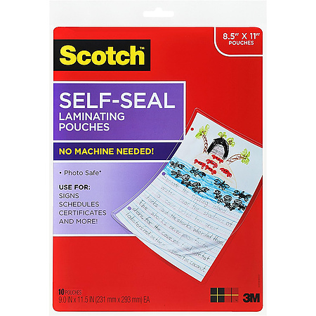 Scotch Self-Sealing Laminating Pouches [No Machine Required]