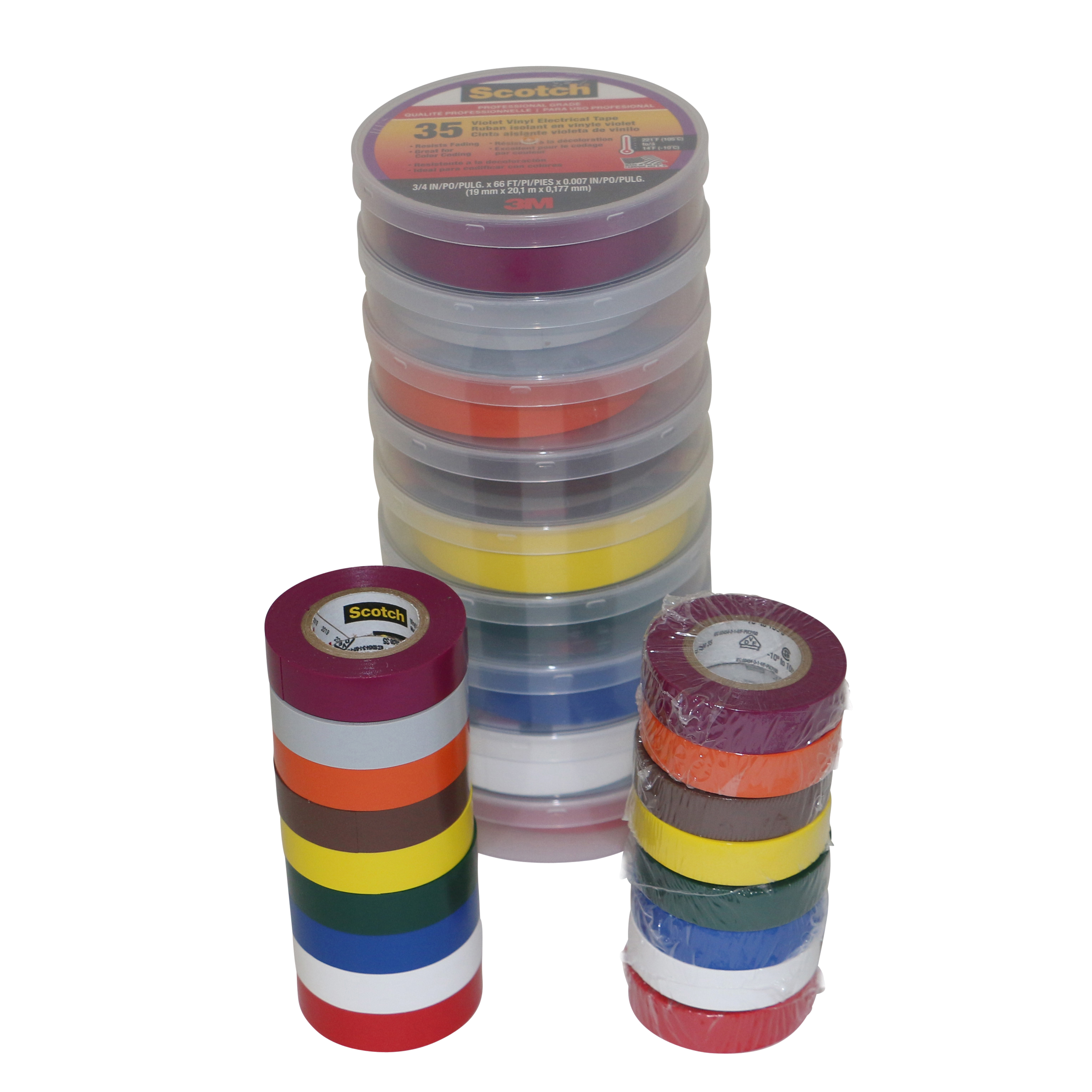 Tape general purpose electrical tape 3/4" x 66 Ft 10 rolls multicolor 