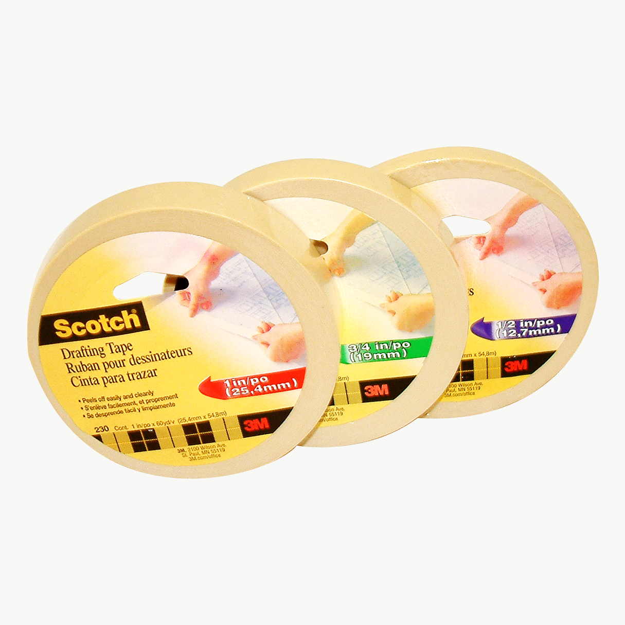 3M Scotch Drafting Tape 24mm X 30m Paper With Cutter Boxed 230-3-24 Ship for sale online 