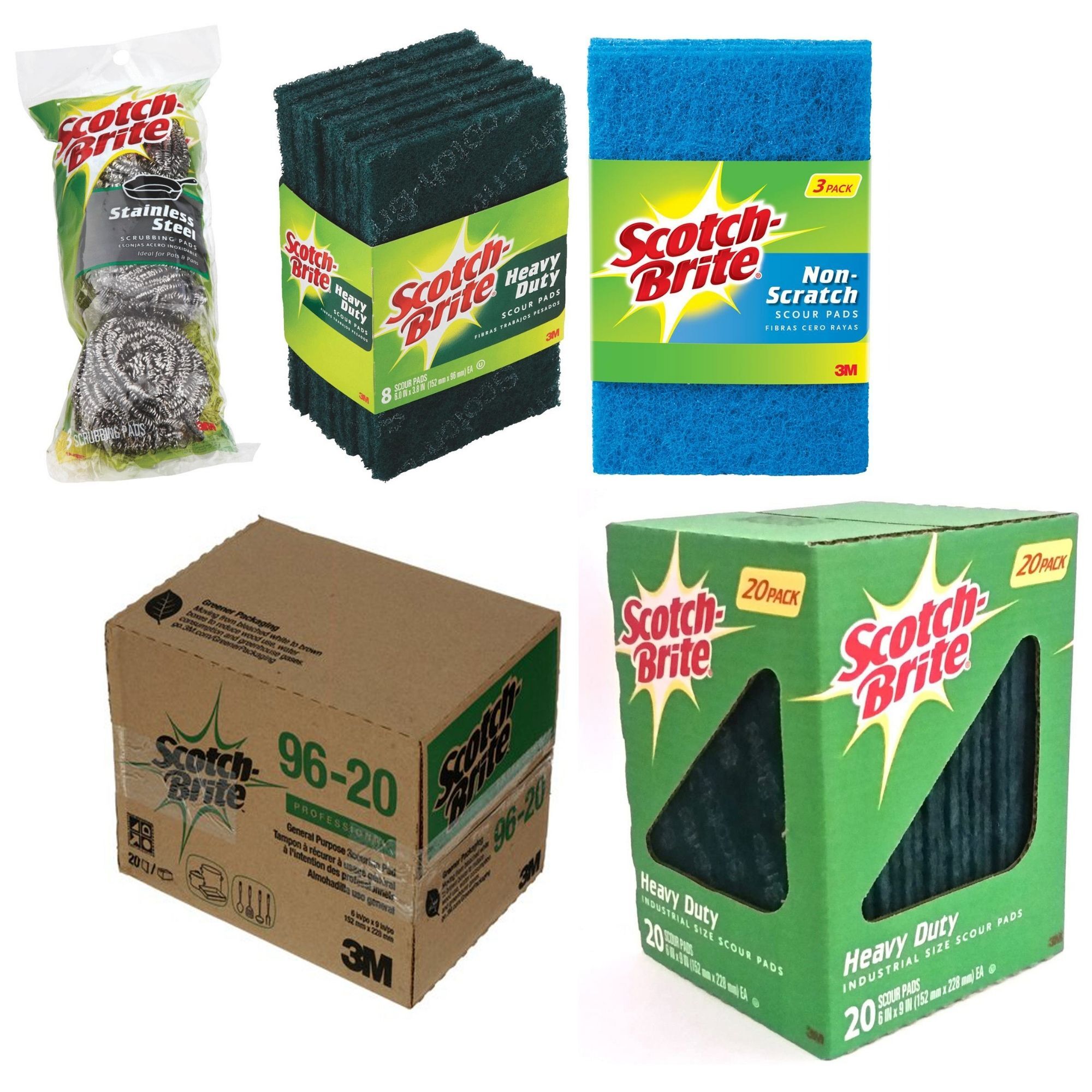 Scotch-Brite Scouring Pad 96-20 20 Pads 6” x 9” General Purpose Cleaning Food... 