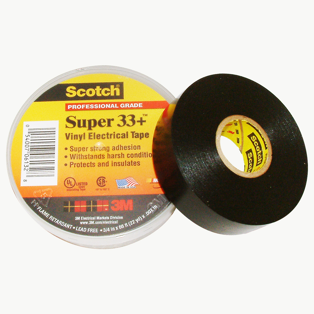 Pack of 4 Rolls Black Scotch Super  Vinyl Electrical Tape 3/4 x 66 ft 