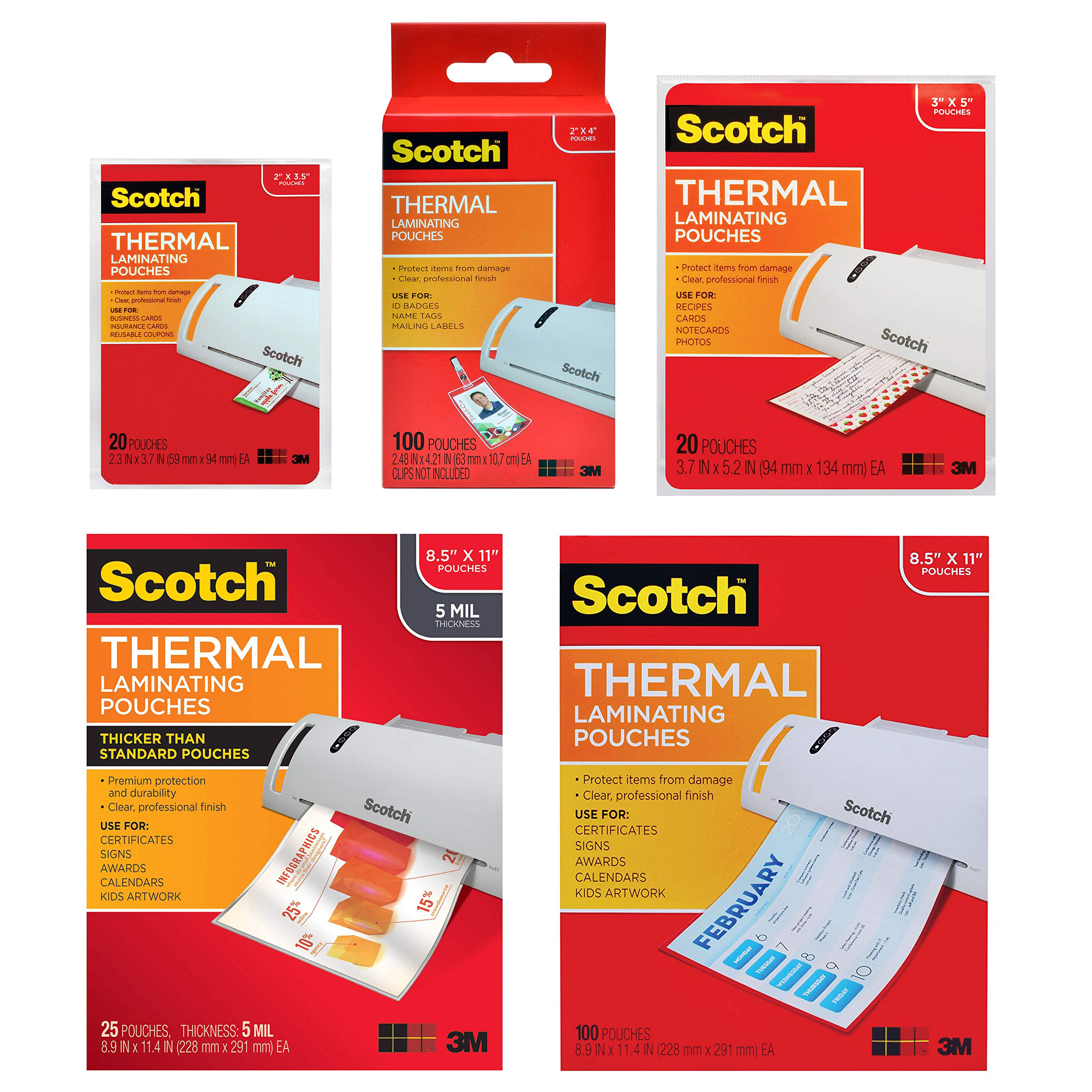 8.9 x 11.4 inches 100-Pack - 2 Pack Scotch Thermal Laminating Pouches Letter Size Sheets TP3854-100 