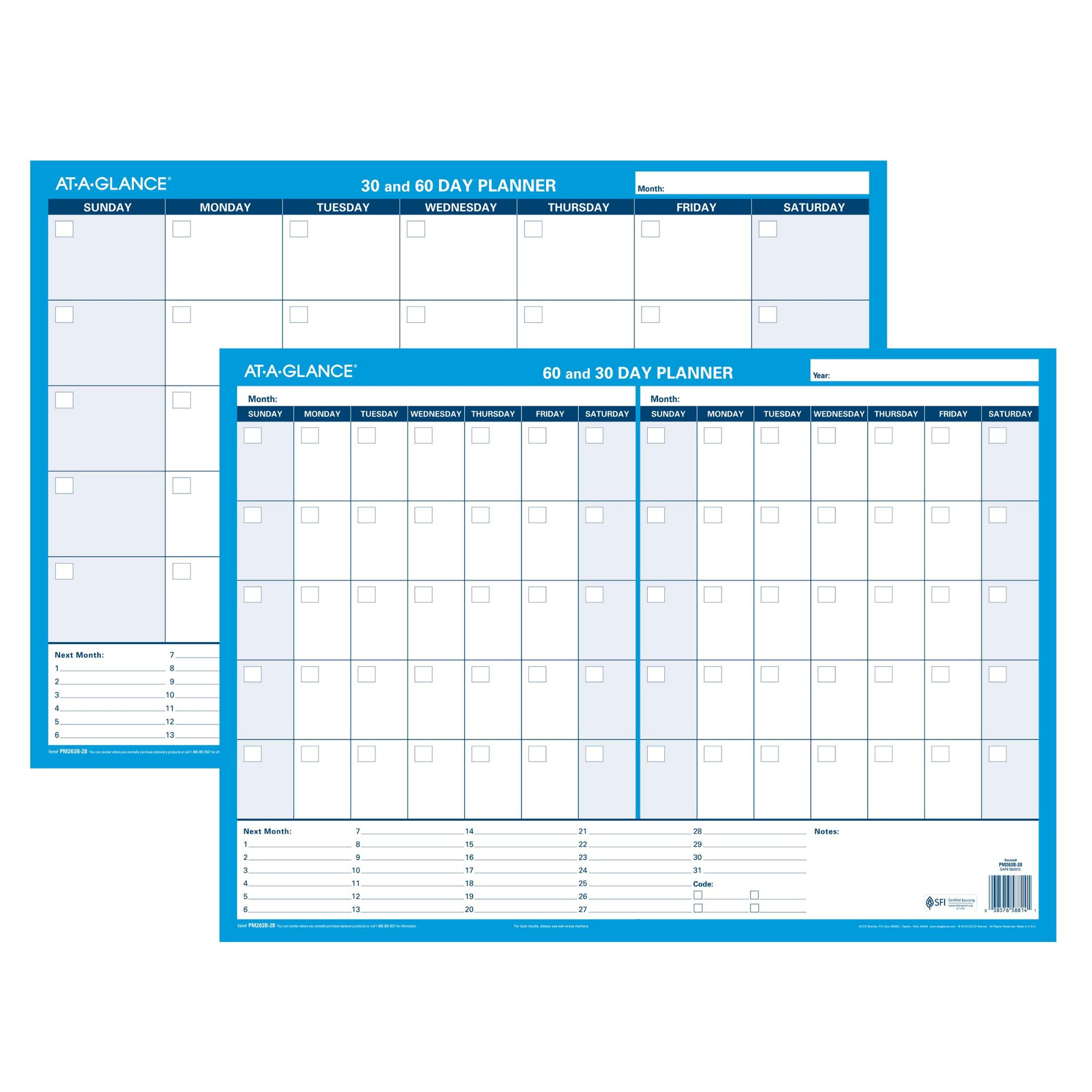 At-A-Glance Undated Reversible 30 &amp; 60-Day Dry-Erase Calendar
