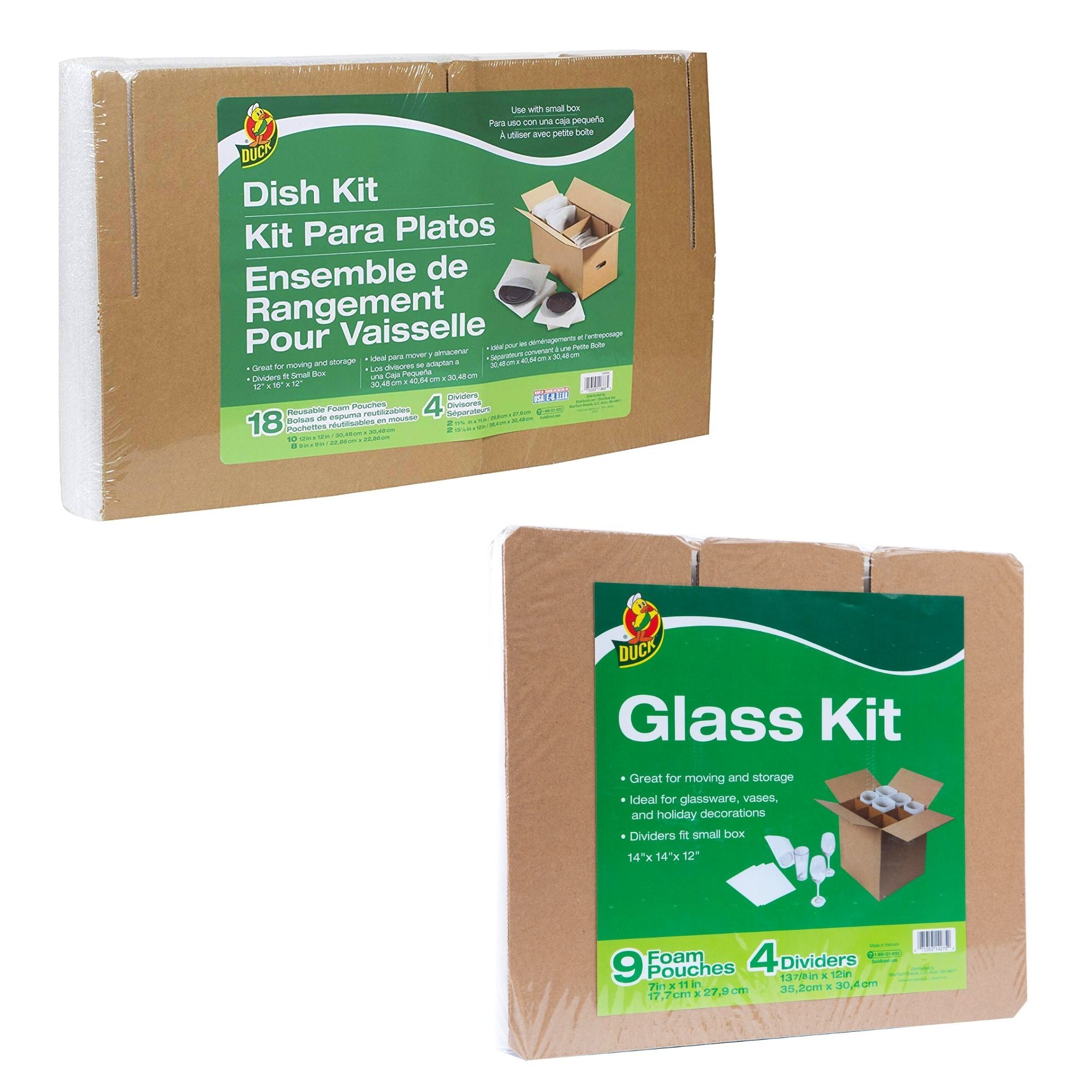 Duck Brand Dish &amp; Glass Kits Corrugated Dividers &amp; Foam Pouches [Outer Box Not Included]