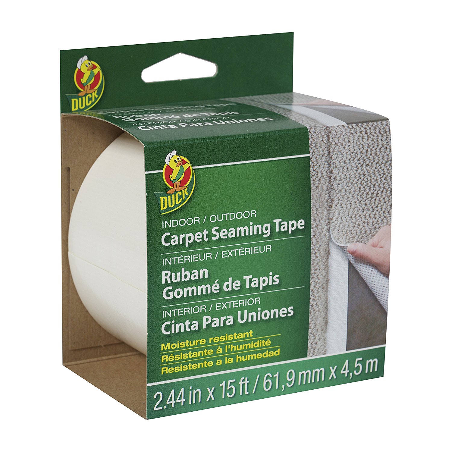 1.88-Inch x 75 Feet Single Roll,White Duck Brand 442062 Indoor/Outdoor Carpet Tape 1 