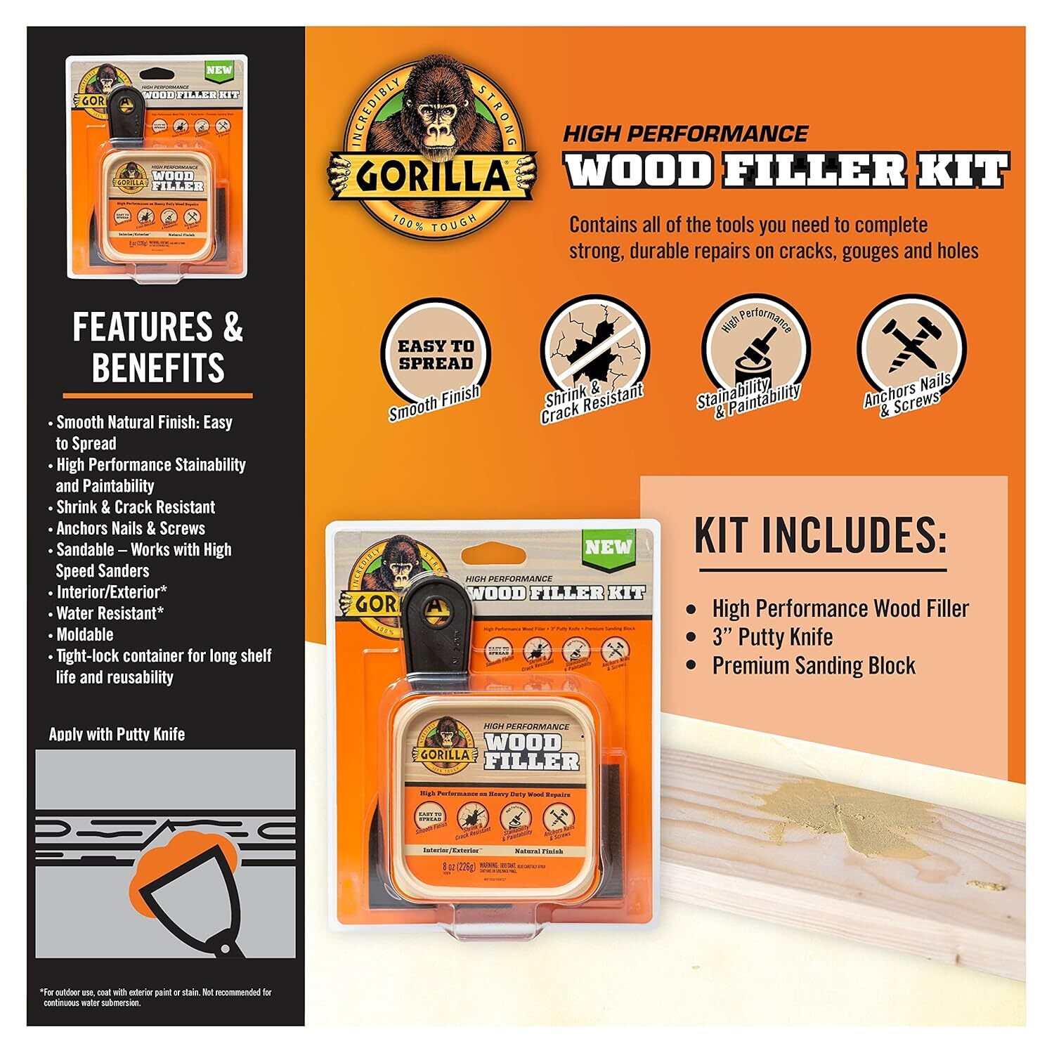 Gorilla High Performance Wood Filler Kit