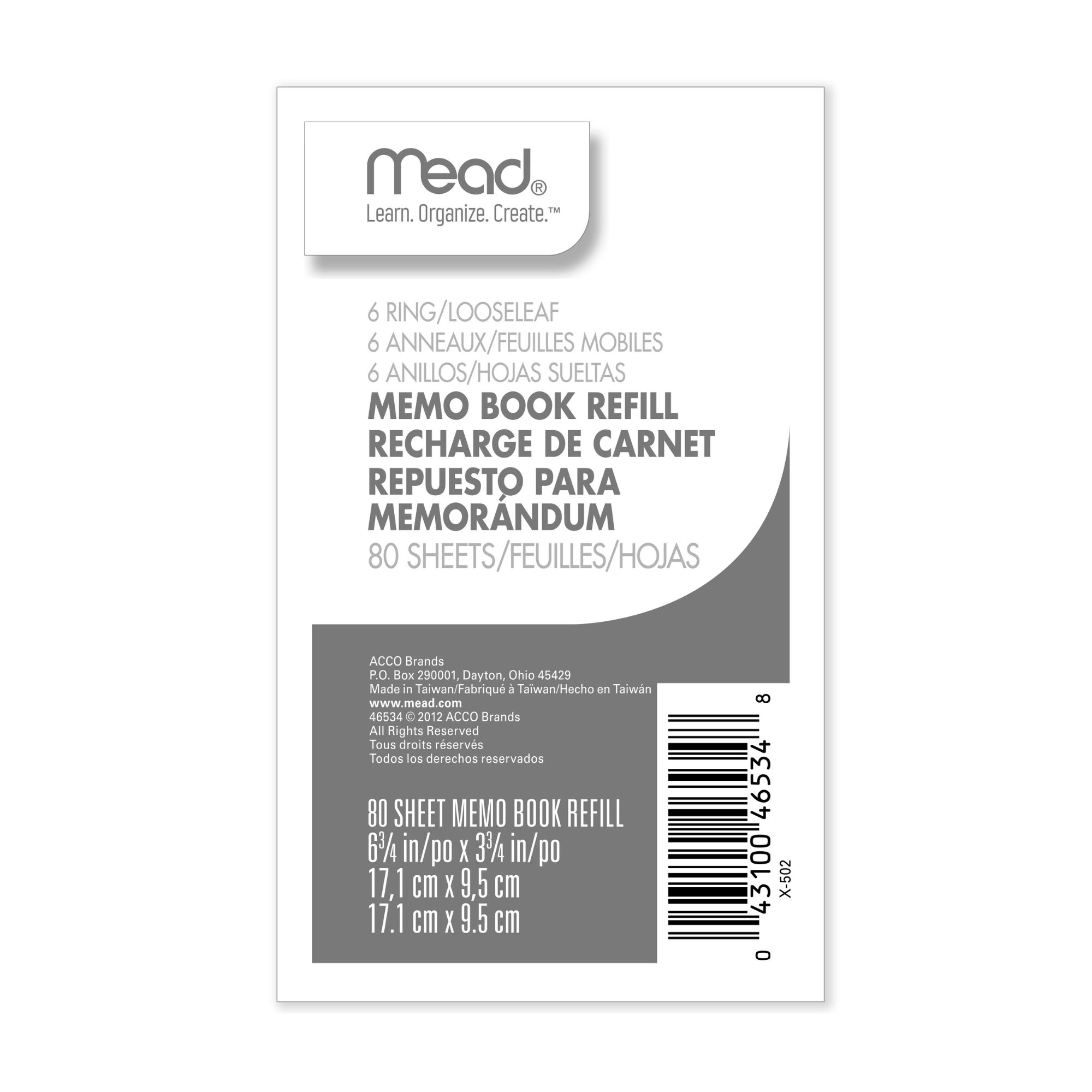 Mead 46534 Memo Book Loose-Leaf Refill Pages
